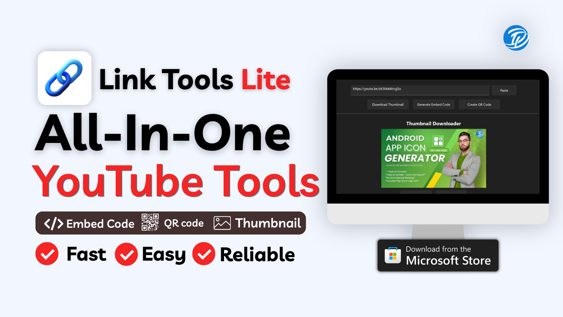LinkToolsLite App – YouTube Thumbnail, QR Code & Embed Tool